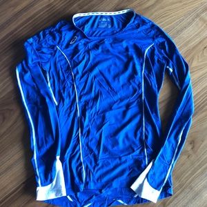 ASICS LongSleeve Shirt, Blue and White, Size Small